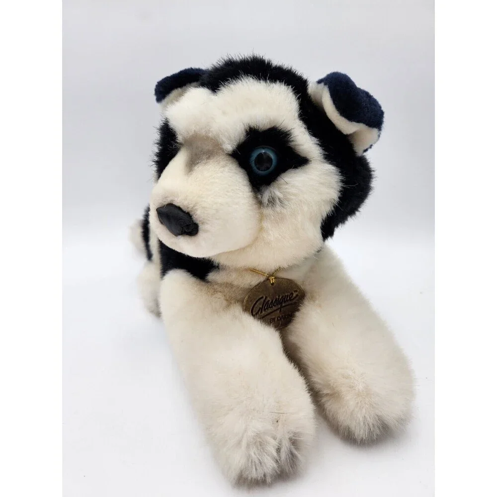 Vintage 1988 Dakin Classique Siberian Husky Dog Plush Blue Eyes 11